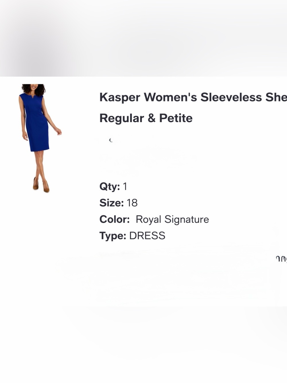 Kasper Bold Cobalt Sleeveless Sheath Dress - Picture 7 of 7